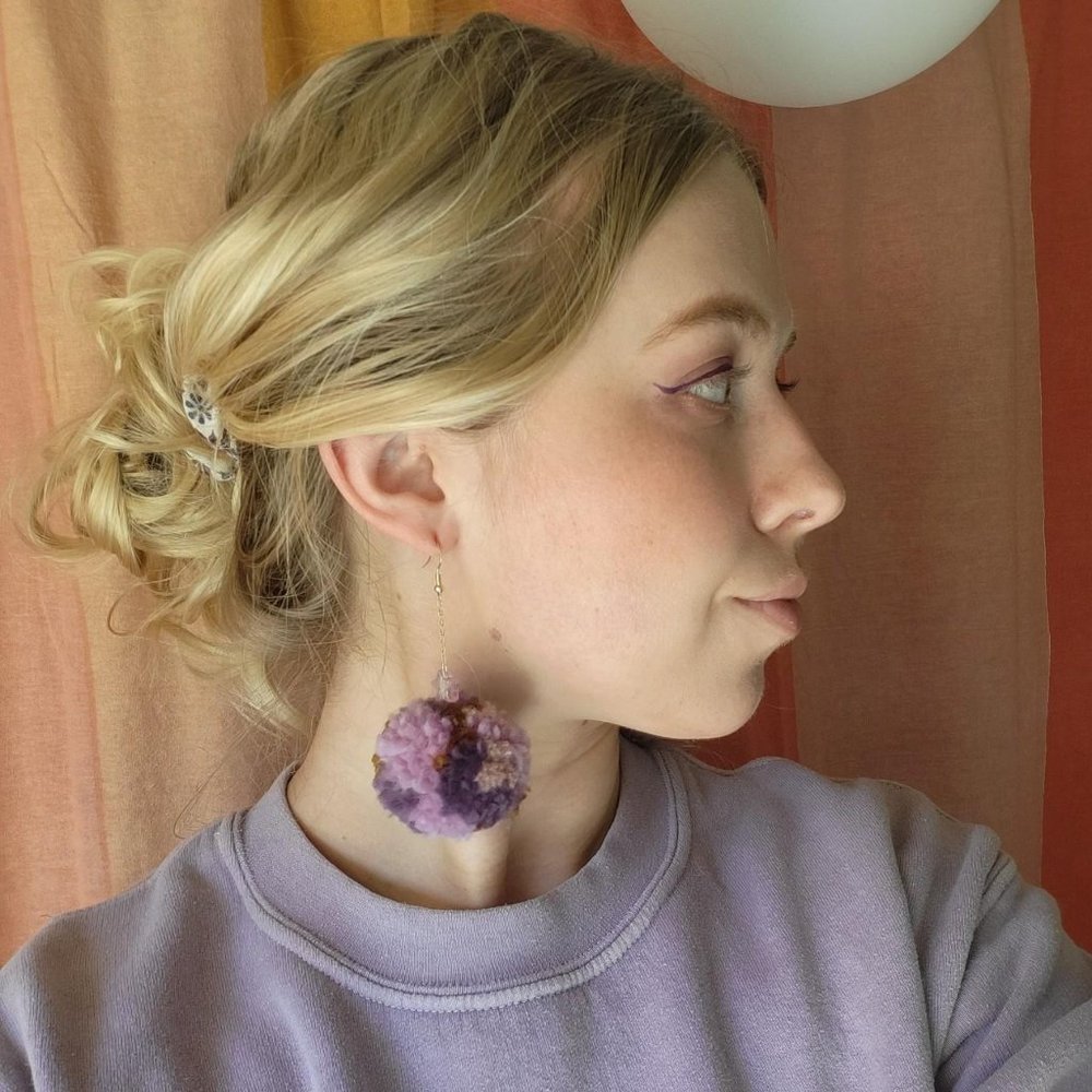 🌌HANDMADE made-to-order DANGLY POMPOM EARRINGS // DUSK🌌